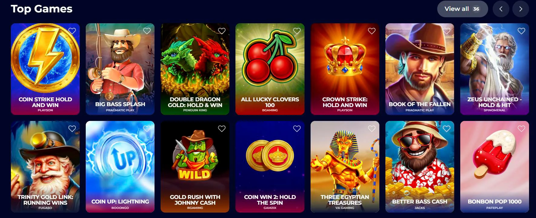 top games ninecasino